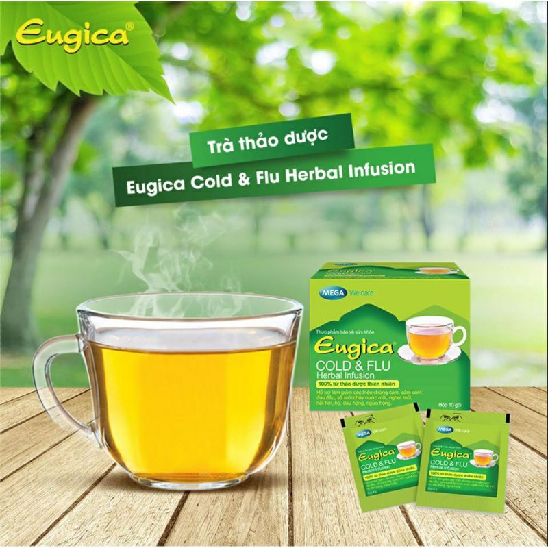 [Hỏa Tốc Q10] Trà Thảo Dược Eugica Cold &amp; Flu (10 gói/hộp)