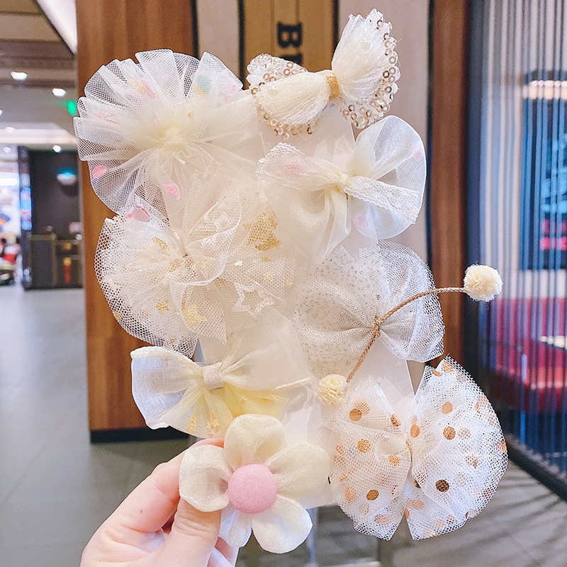 Bộ 8 Kẹp Tóc Ruy Băng Nhiều Màu Sắc Phong Cách Hàn Quốc Dễ Thương Dành Cho Bé Gái