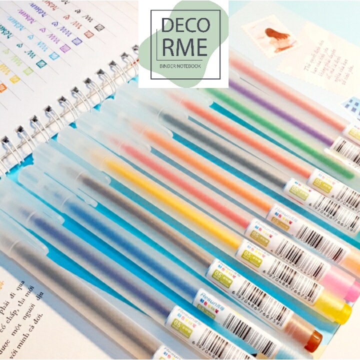 Bút bi màu mực gel DecorMe Resun bút Muji bản dupe 12 màu ngòi 0.5mm (lẻ 1 chiếc)