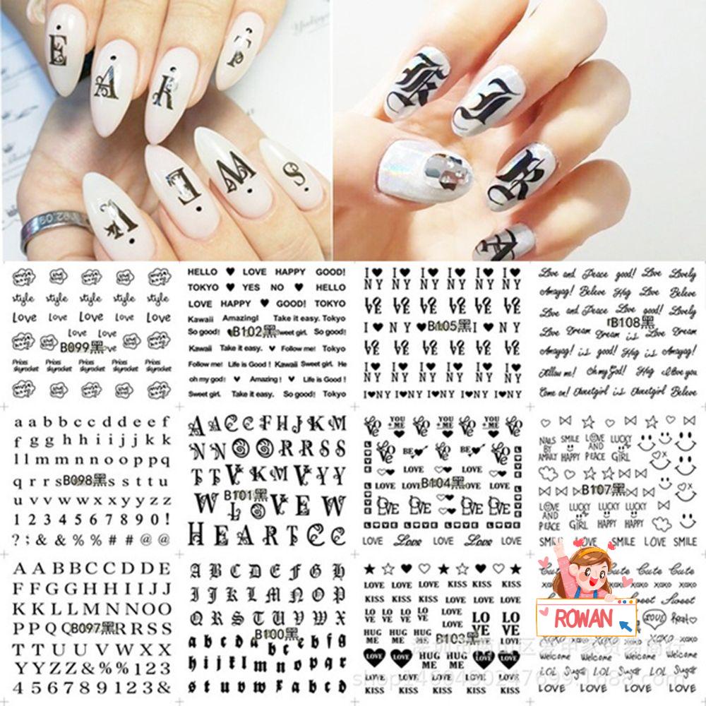 Miếng Dán Trang Trí Móng Tay In Chữ Tiếng Anh Xinh Xắn DIY