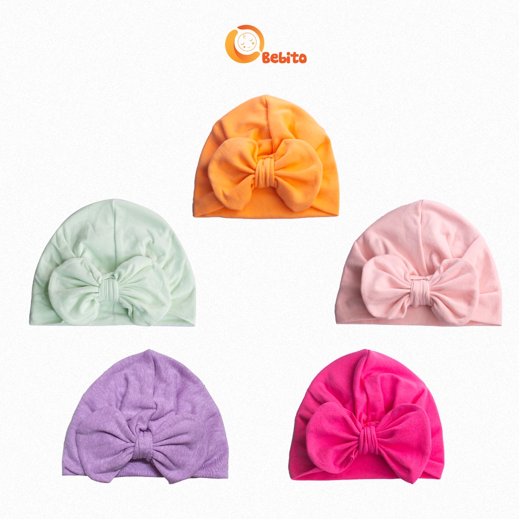 Mũ Nơ Băng Đô Cho Bé Gái Hàng Cao Cấp, Mũ Turban Bé Gái
