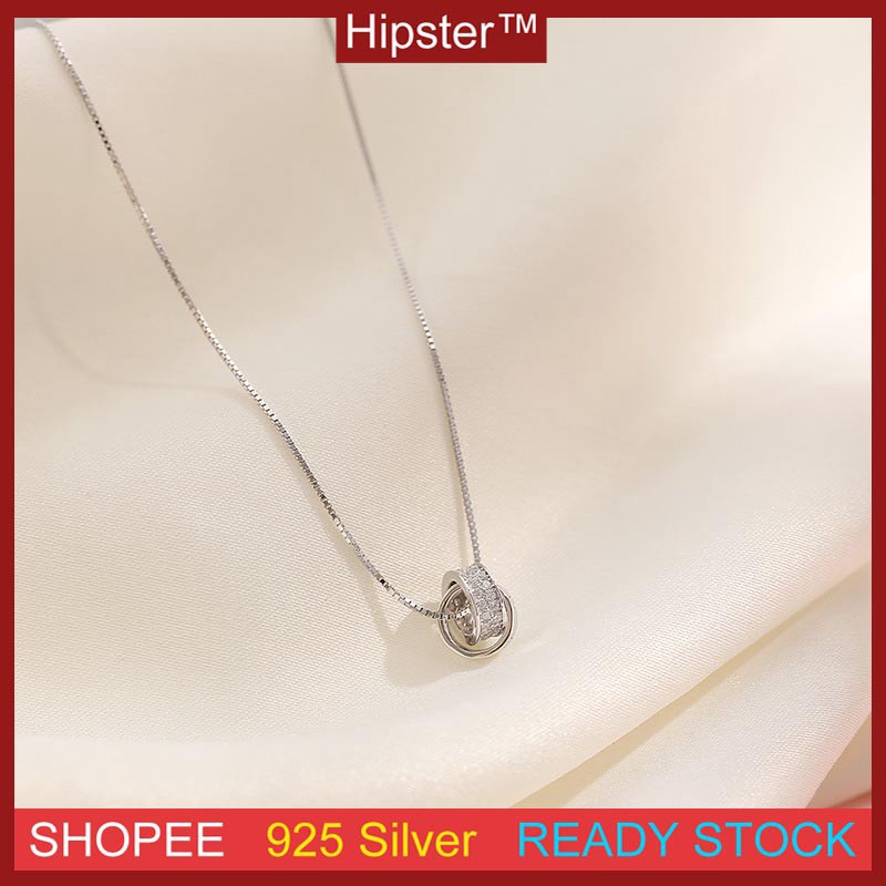 S925 Bạc Dây Chuyền Nhẫn Đôi Thiết Kế Tính Khí Đơn Giản Cá Tính Joker