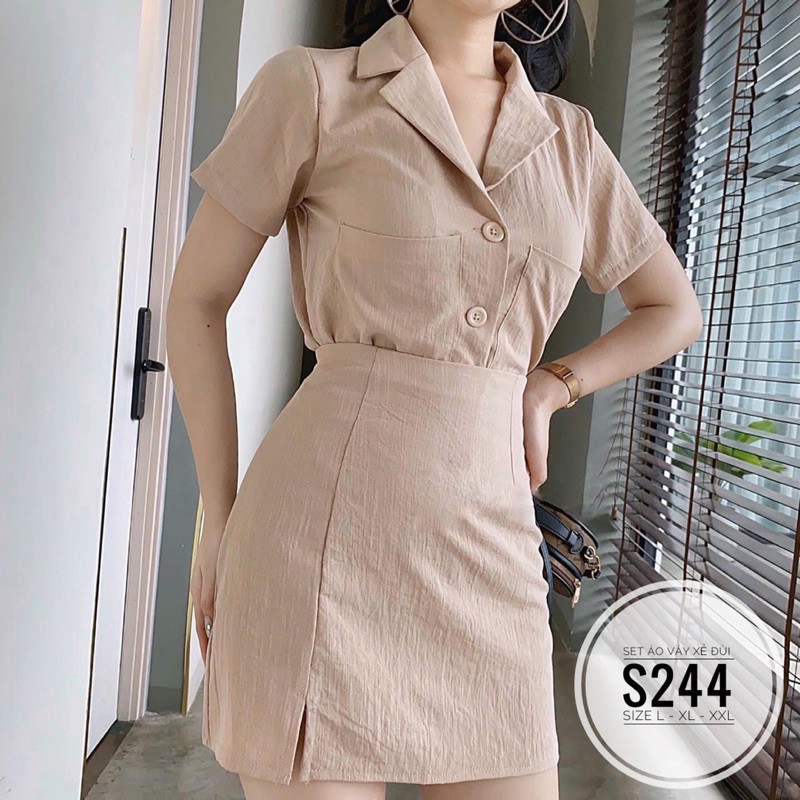 Váy Bigsize 60-100 Kg Set áo váy xẻ đùi S244 A | BigBuy360 - bigbuy360.vn