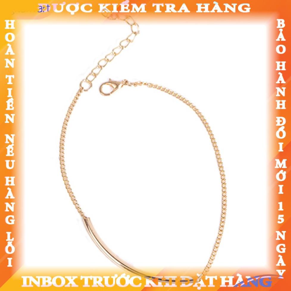 Lắc chân mạ vàng họa tiết thanh kim loại thời trang cho nữ lylongy