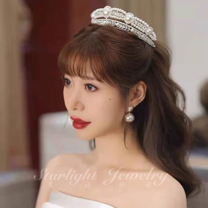 Vương Miện Đính Đá Và Hạt Trai Sang Trọng Cho Cô Dâu