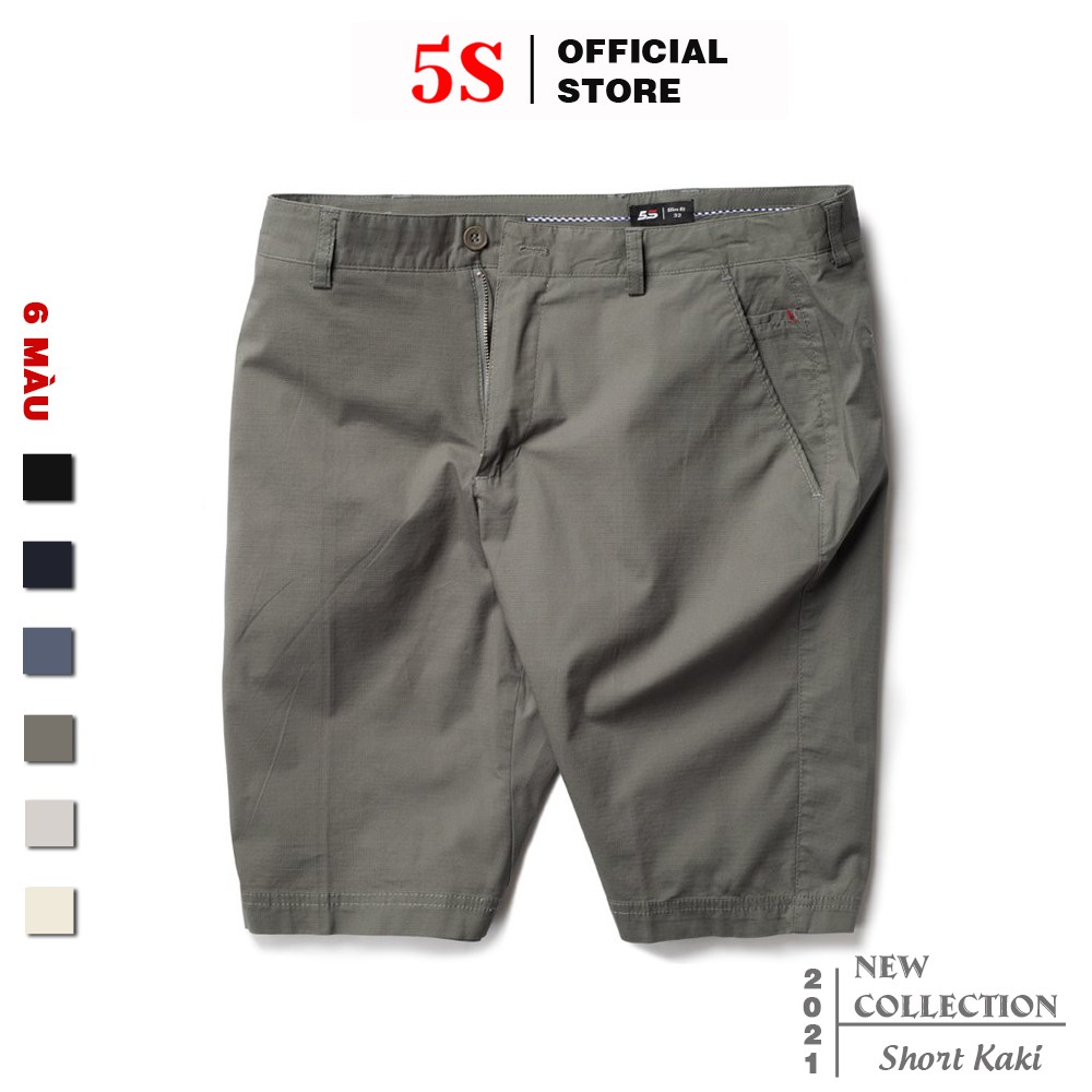 Quần Short Nam 5S (6 màu), Chất Kaki Cotton Co Giãn, Thấm Hút Tốt, Hạn Chế Nhăn (QSK21020-01)