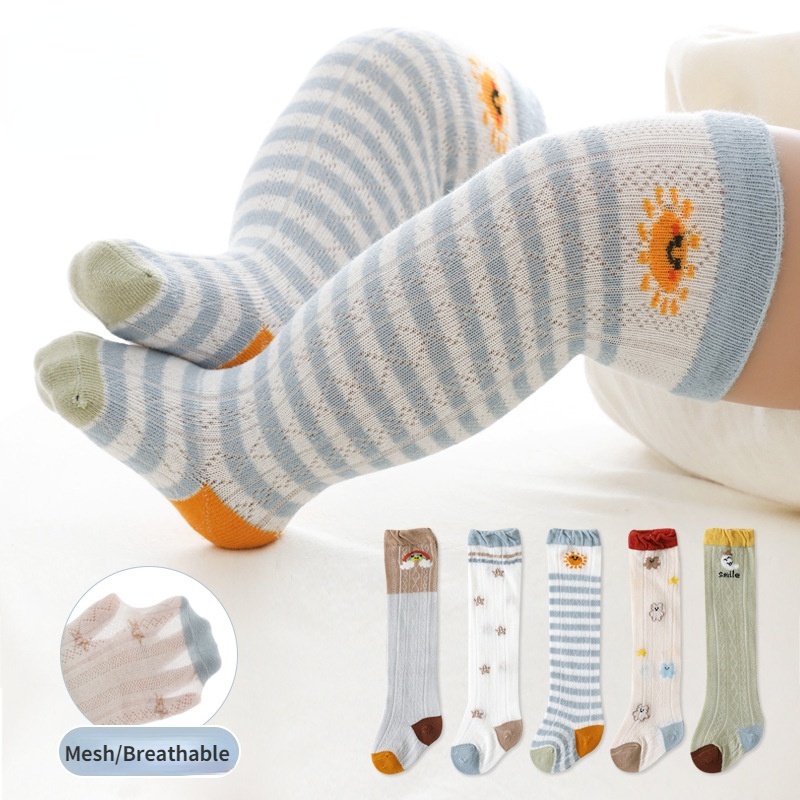 Set 5 đôi tất KOKOROCARE dài qua đầu gối vải lưới mỏng thoáng khí chống muỗi thời trang mùa hè cho bé