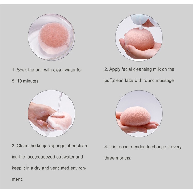 [Hàng mới về] Mút tắm Konjac 6 màu tùy chọn chăm sóc làn da tiện dụng