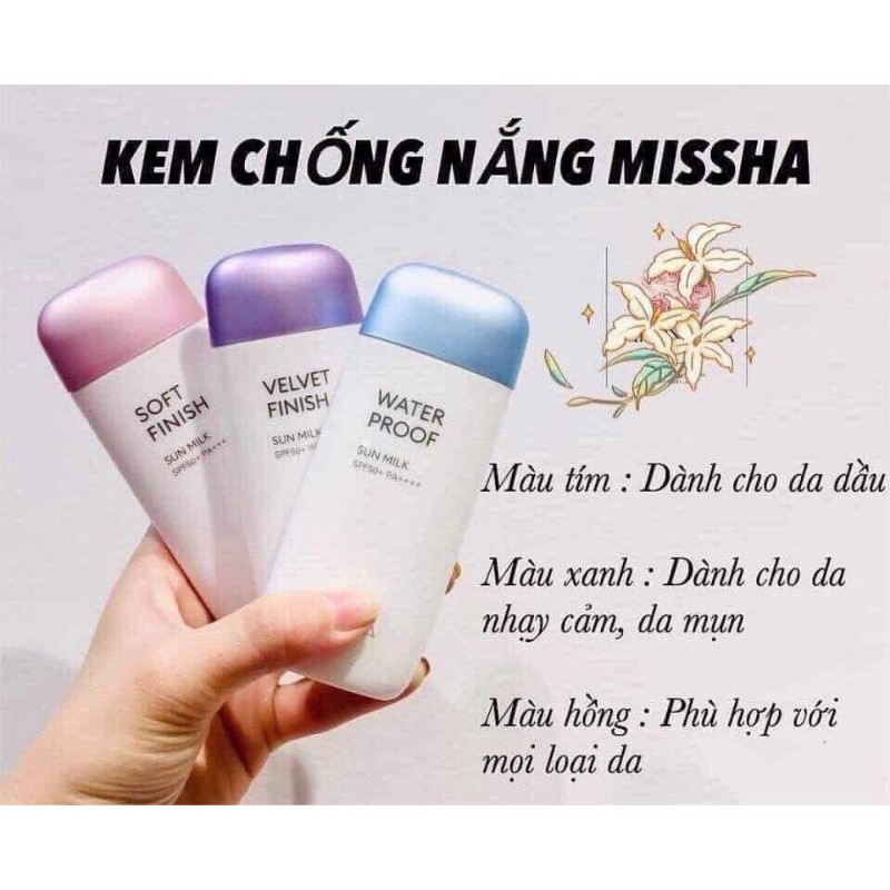 Kem chống nắng Missha All-around Safe Block ba màu hồng - tím - xanh siêu hot 70ml