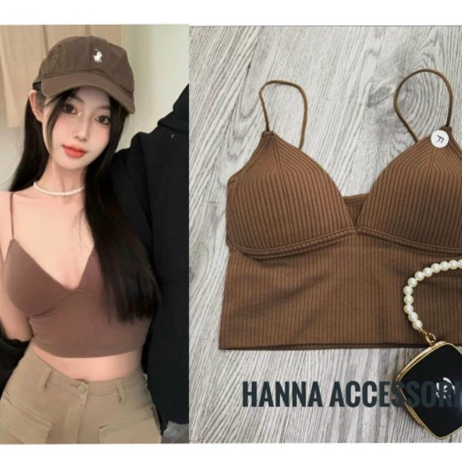 Áo 2 dây Bra vải len gân  siêu phẩm Hot UN🤩