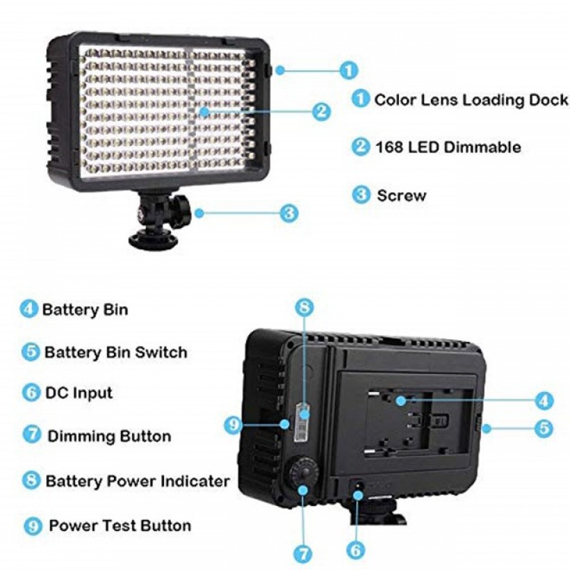 Đèn LED trợ sáng Selens 168 LED 5500K/ 3200K hỗ trợ chụp ảnh tiện lợi