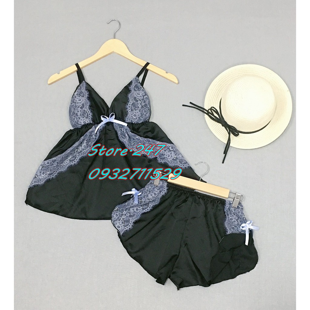 BỘ NGỦ SEXY SATIN CÓ MÚT SIZE DƯỚI 55KG