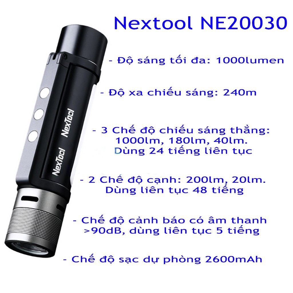 Đèn Pin Xiaomi Nextool Flashlight ZES0417 và NE20030 Siêu Sáng Chống nước