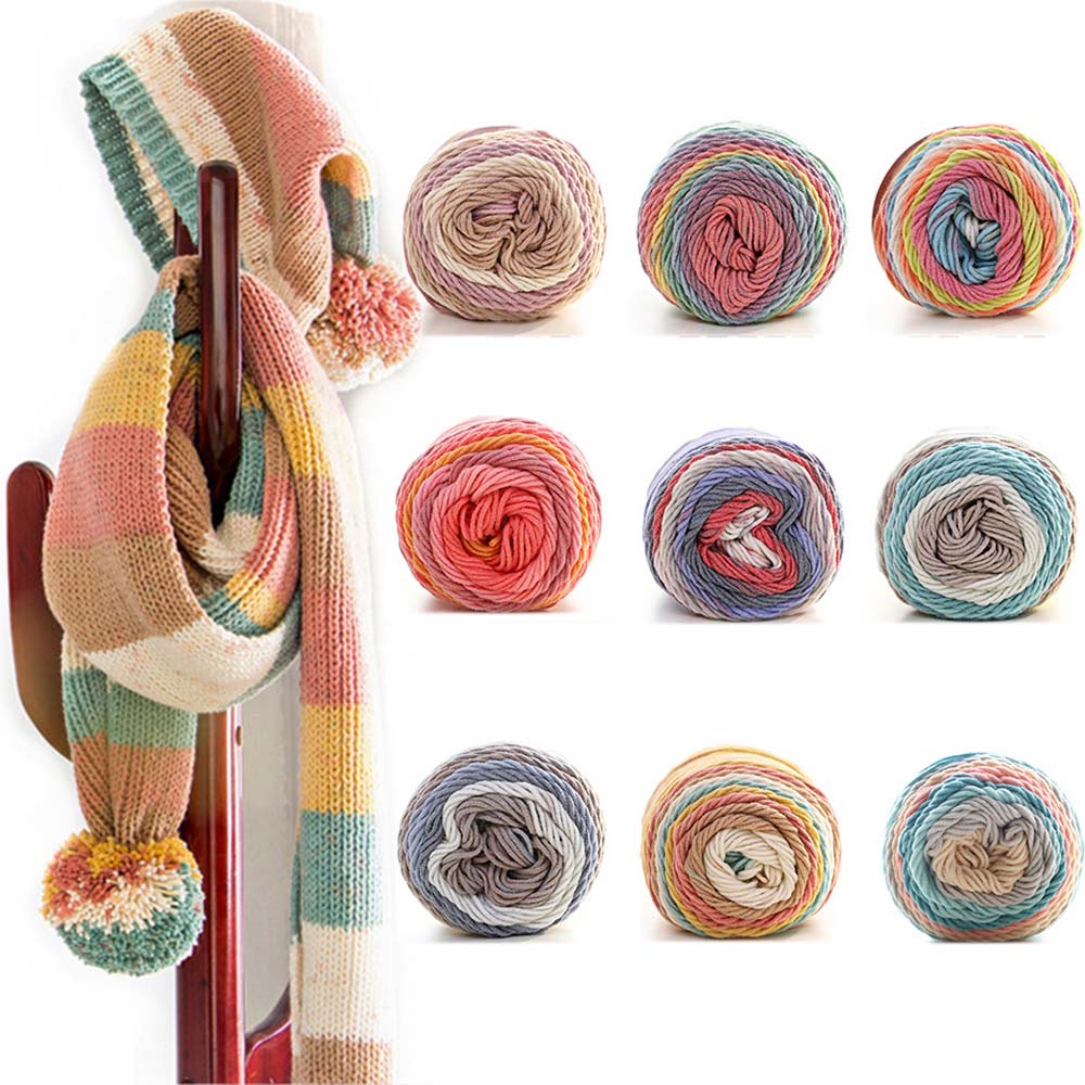 Cuộn dây len đan chăn gối thảm mùa đông màu sắc cầu vồng thoải mái DIY