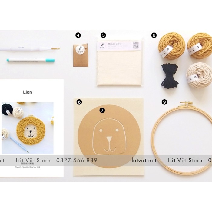 Bộ Thêu Len Xù Trang Trí Decor Cún Cưng rất đẹp - Punch Needle - Có Video hướng dẫn cơ bản