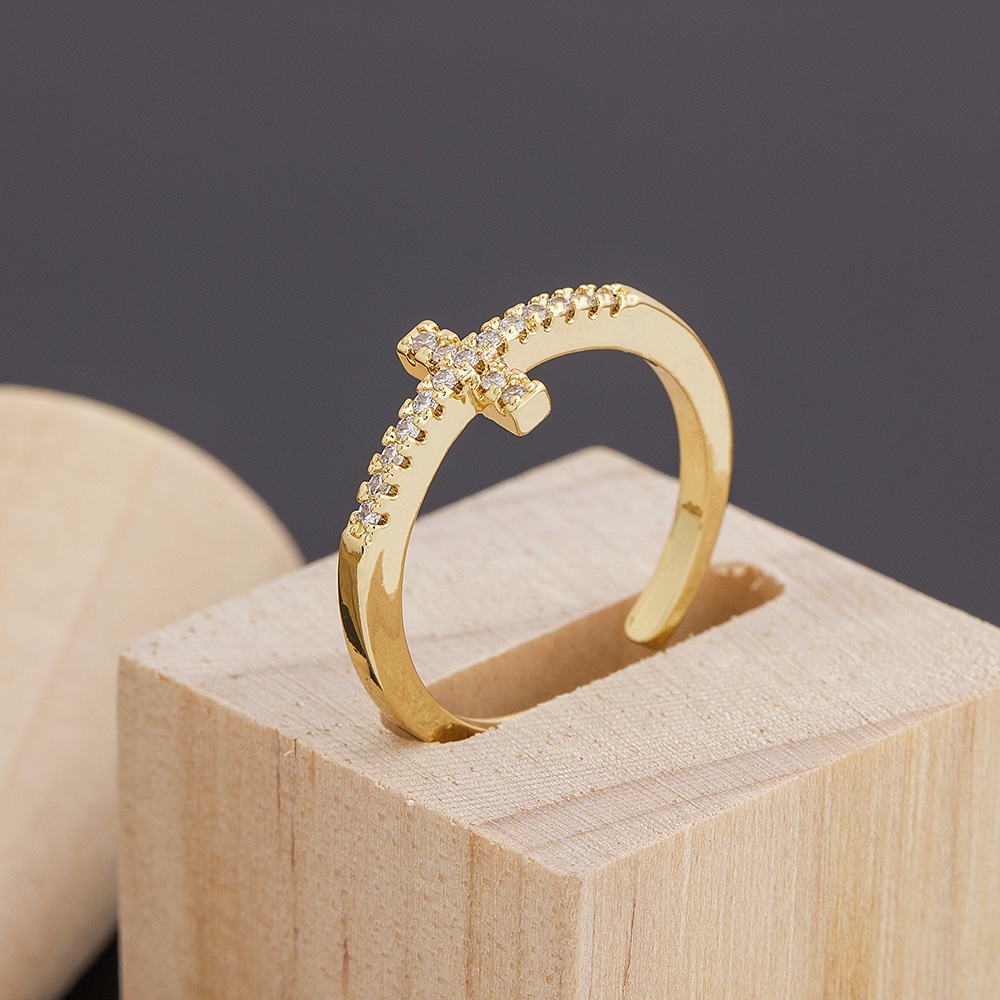 Nhẫn Đồng Đính Đá Zircon Màu Cầu Vồng Phong Cách Bohemian