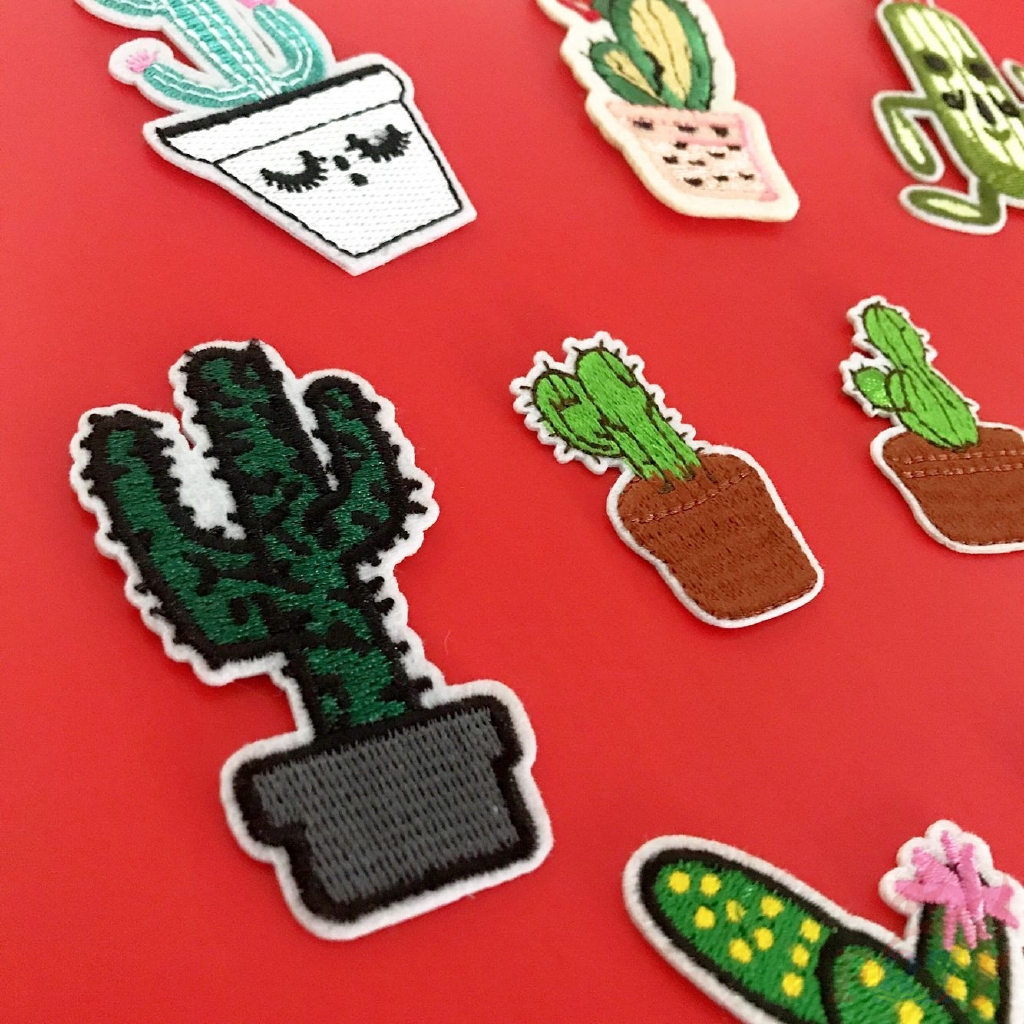☸ Sticker Ủi Thêu Hình Cây Xương Rồng Hoạt Hình Ngộ Nghĩnh ☸ 1 Sticker Ủi Thêu Hình Huy Hiệu