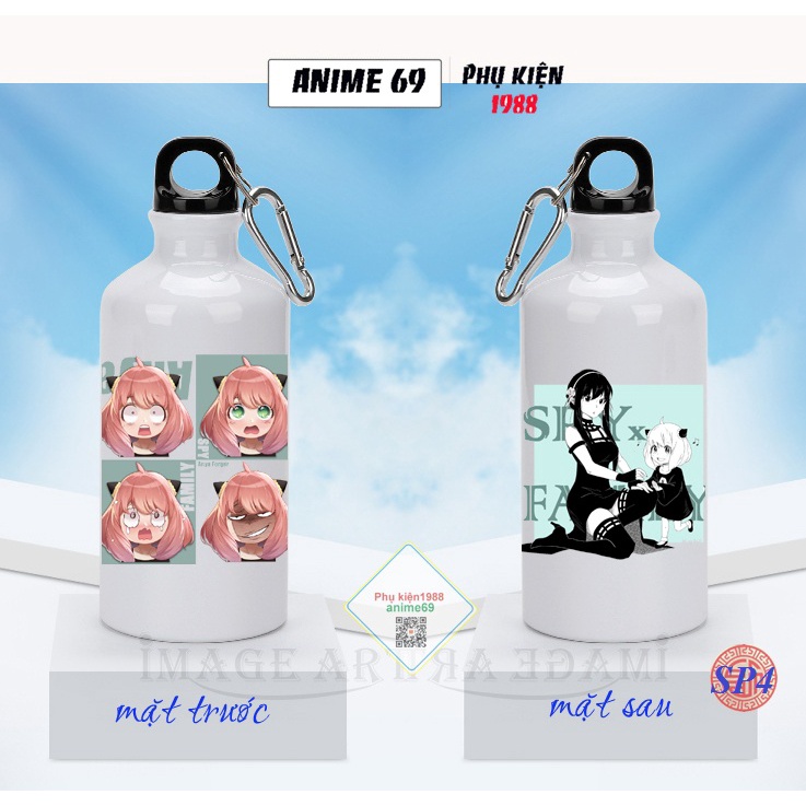 Bình nước thể thao nhôm in hình anime - Gia Đình Điệp Viên - Spy x Family -500ml