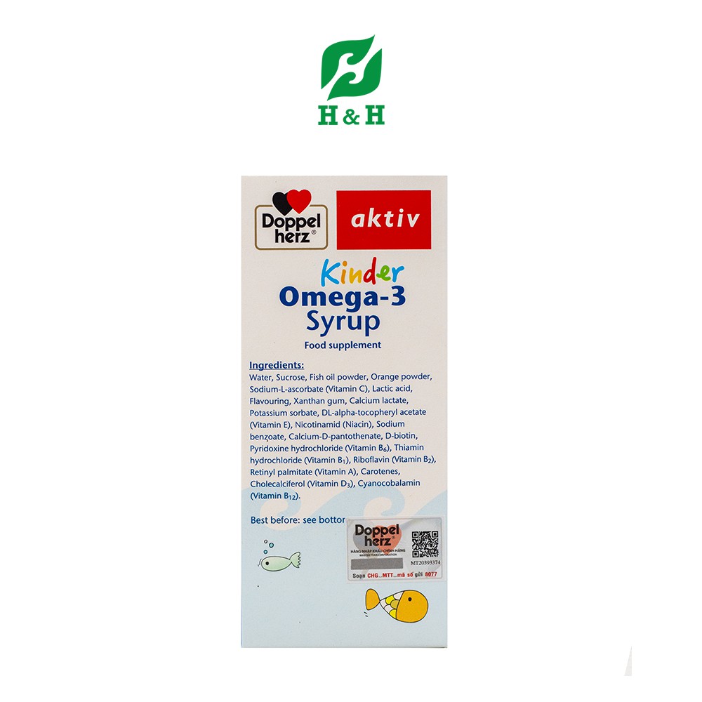 Siro Doppelherz Aktiv Kinder Omega-3 Syrup – Giúp trẻ THÔNG MINH và phát triển toàn diện