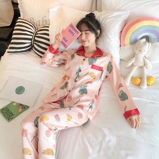 (CHUYÊN SỈ)Bộ ngủ phi lụa phối PIJAMA