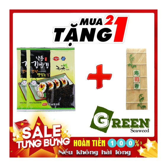 Combo 20 Lá Rong Biển Cuộn Cơm Tặng Mành Tre