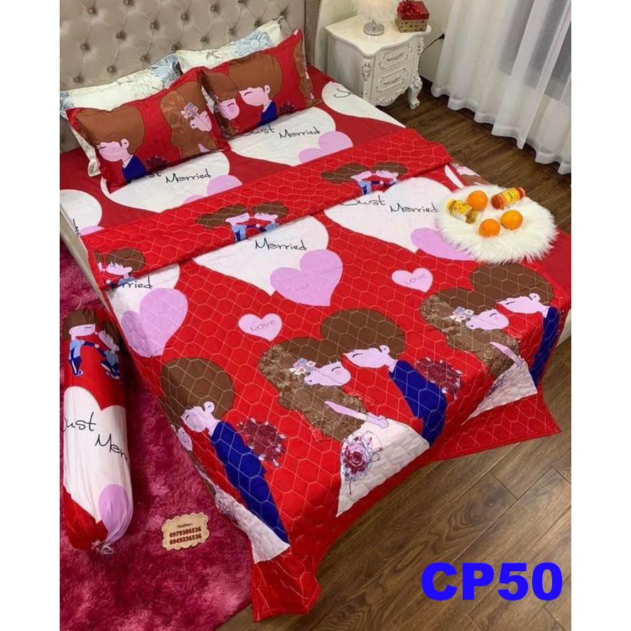 Bộ ga gối, vỏ gối ôm cotton poly CP25 tăng sự sang trọng cho phòng ngủ, hàng loại 1, đẹp sắc nét