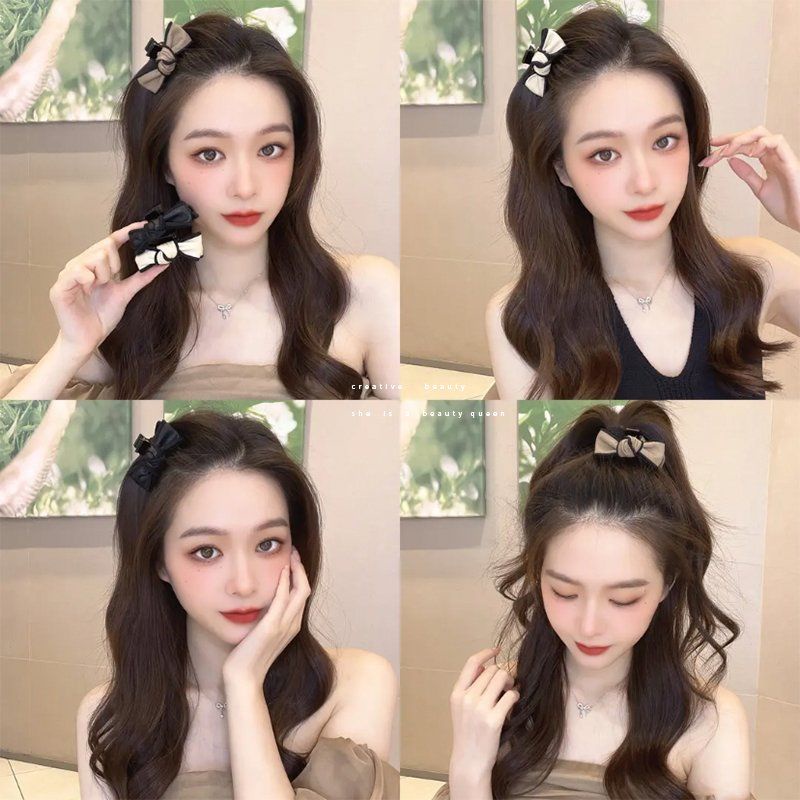 Kẹp Tóc Nơ Da pu Nhỏ Xinh Thời Trang Hàn Quốc Cho Bạn Gái
