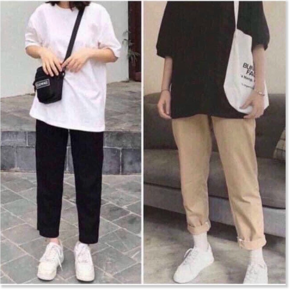 QUẦN BAGGY KAKI NỮ ỐNG SUÔNG LƯNG THUN DÂY RÚT CÁ TÍNH
