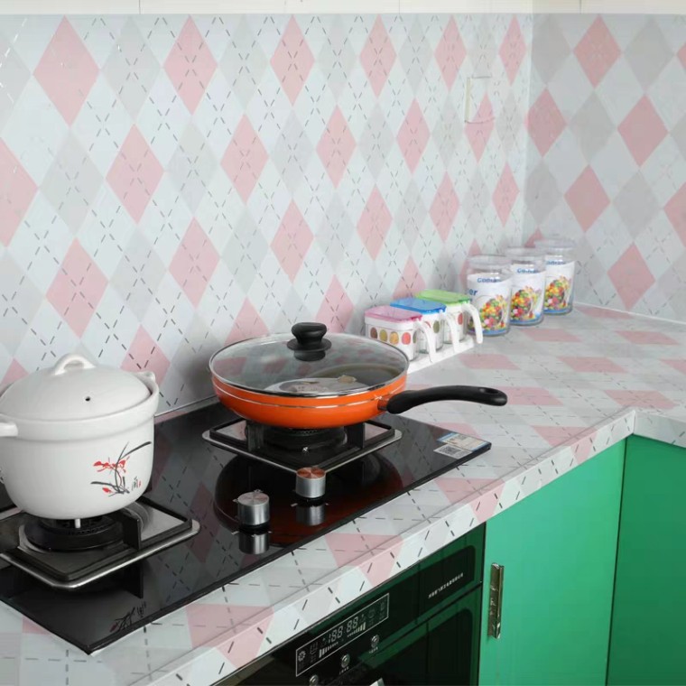 1 mét decal dán bếp tráng nhôm đường kẻ chéo khổ 60cm keo sẵn bóc dán