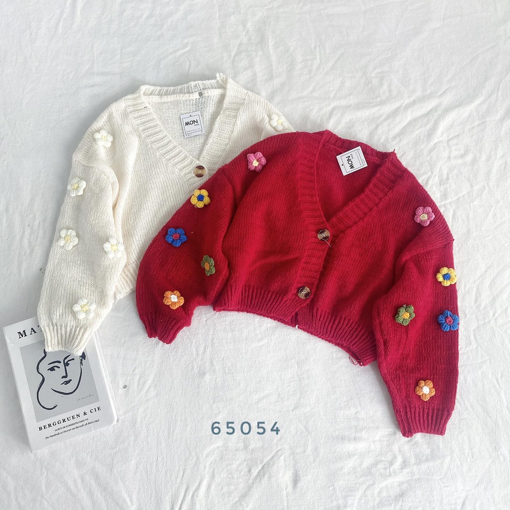 Khoác len form rộng  thêu hoa