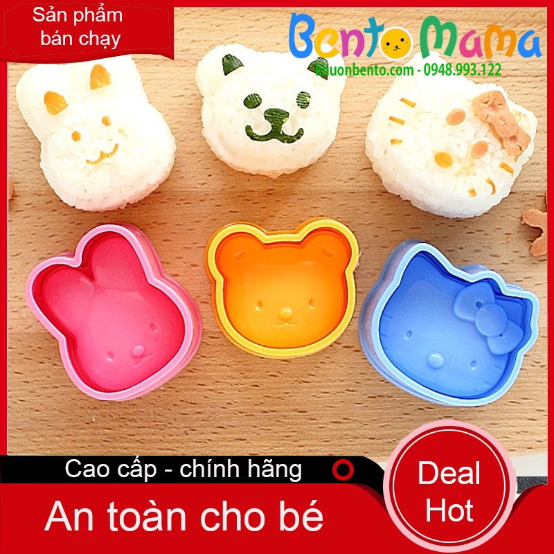 SET 3 KHUÔN ÉP CƠM BENTO THỎ GẤU MÈO