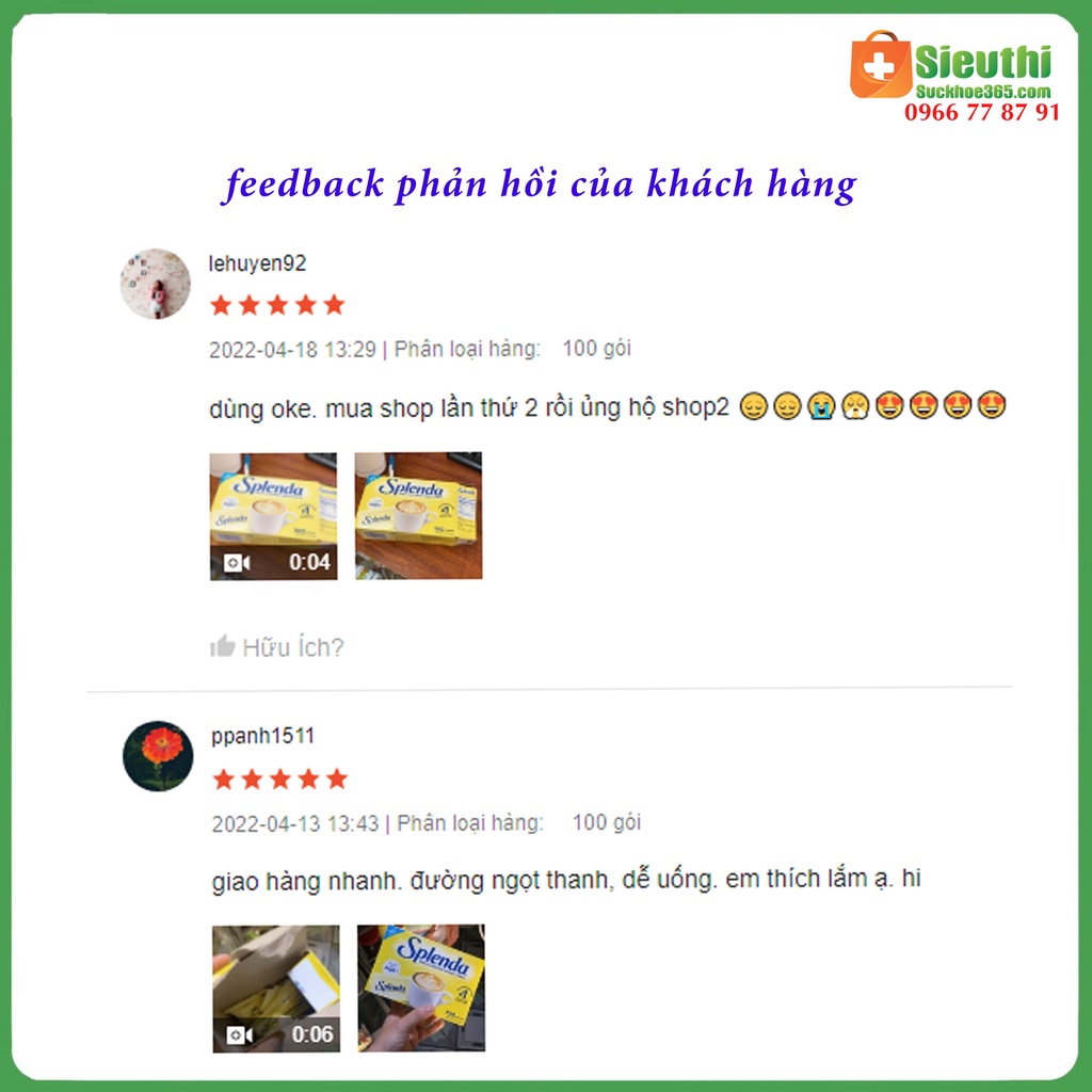 Đường Splenda dành cho người tiểu đường, ăn kiêng Siêu Thị Sức Khoẻ 365