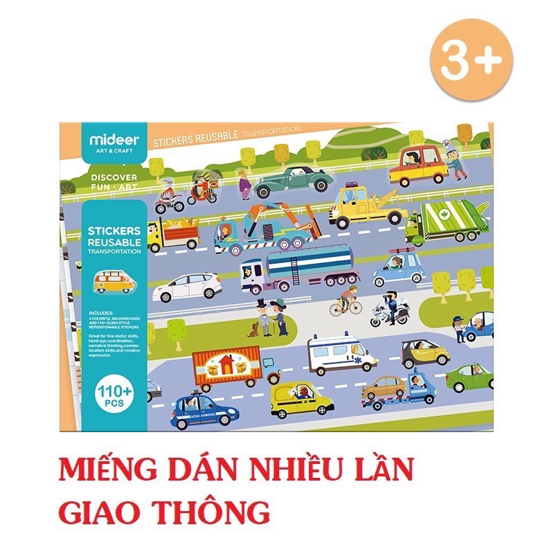 200 Stickers sử dụng được nhiều lần Mideer nhiều chủ đề