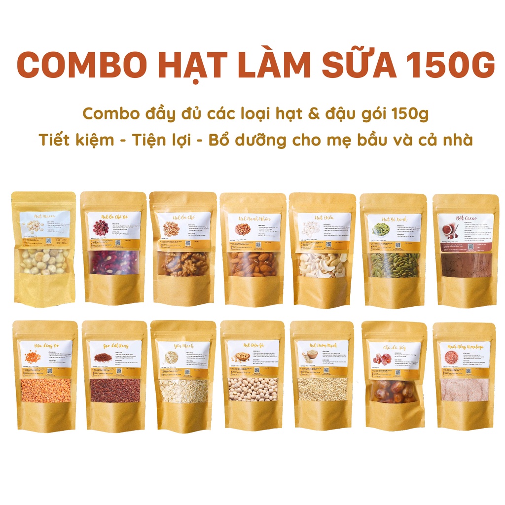 COMBO HẠT LÀM SỮA HẠT, CHÁO DINH DƯỠNG GÓI 150G