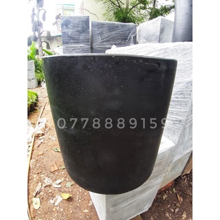 Chậu đá mài trụ tròn đen 30x30cm