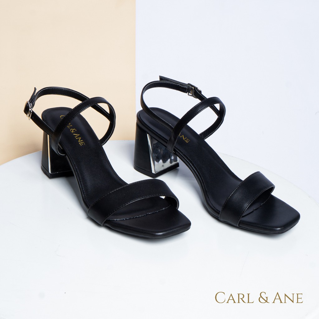 Carl &amp; Ane - Giày sandal phối quai ngang đơn giản cao 7cm màu hồng đậm _ CS005