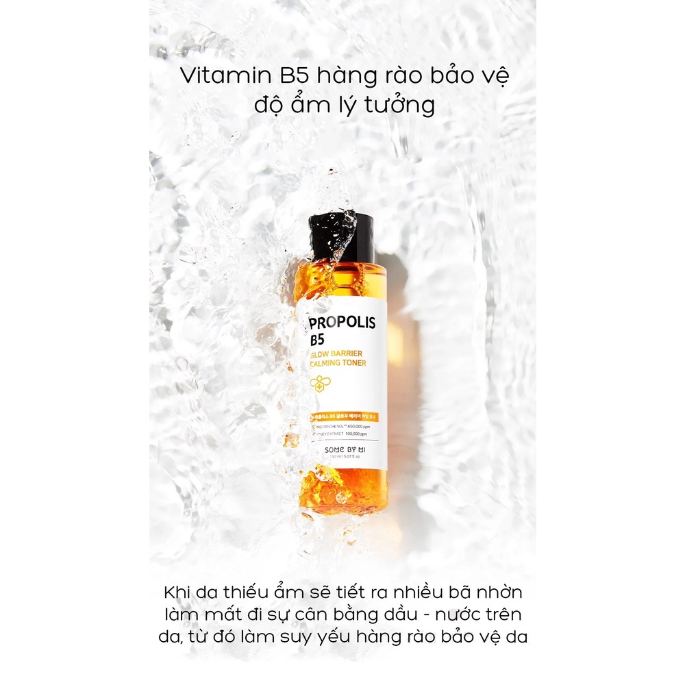 Combo 2 SP Cấp Ẩm, Phục Hồi Da Chiết Xuất Mật Ong Some By Mi Propolis B5 Glow Barrier Calming (Toner 150ml+Serum 50ml)