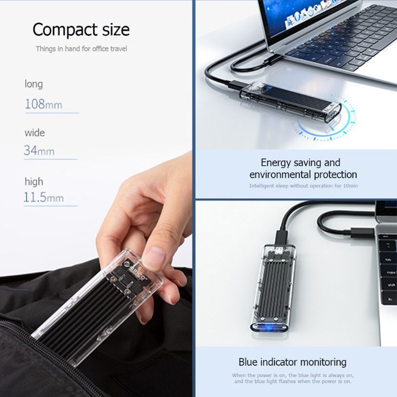 Hộp Đựng Ổ Cứng Trong Suốt Orico Tcm2F-C3 Cho Ngff To Usb3.1 Type-C M.2 Ssd Ốp | BigBuy360 - bigbuy360.vn