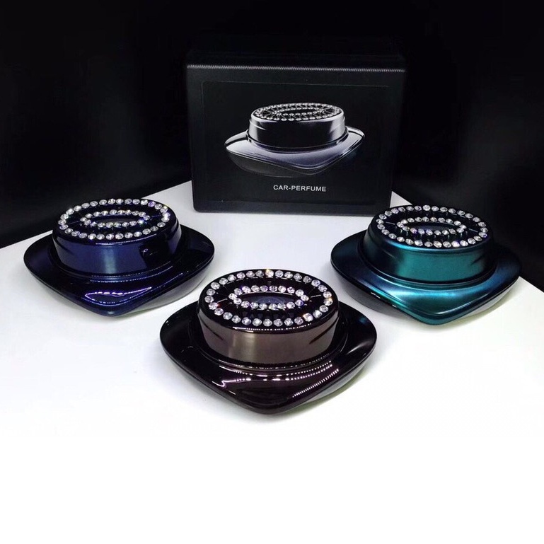Nước Hoa Ô Tô Giảm Stress Cao Cấp Đính Đá Car Perfume Mùi Thơm Nhẹ Nhàng - Nước Hoa Trang Trí Xe Hơi - Nắp Oval