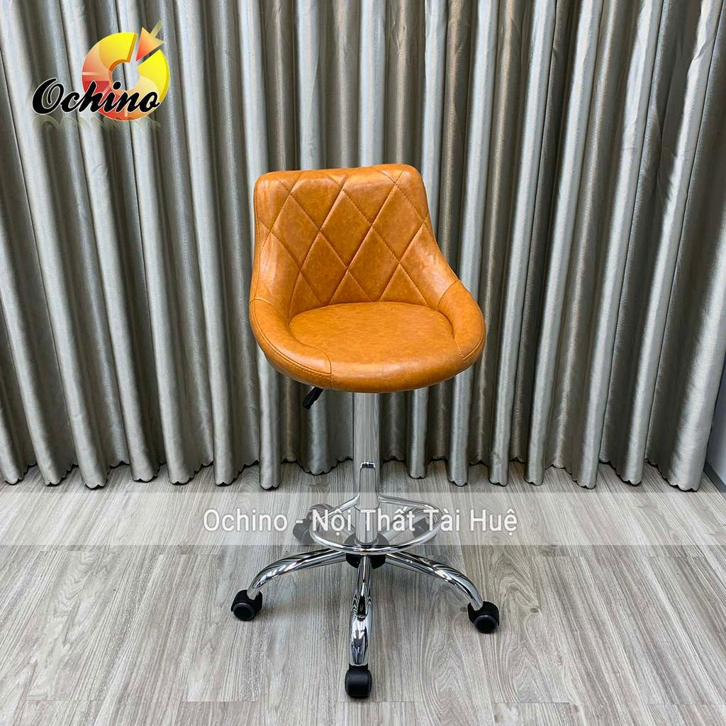 Ghế Chụp Hình, Ghê Quầy Lễ Tân Chân Bánh Xe Tùy Chỉnh Độ Cao Từ 65-85Cm Mẫu Nỉ Da Sang Chảnh (Ảnh Thật Và Video)