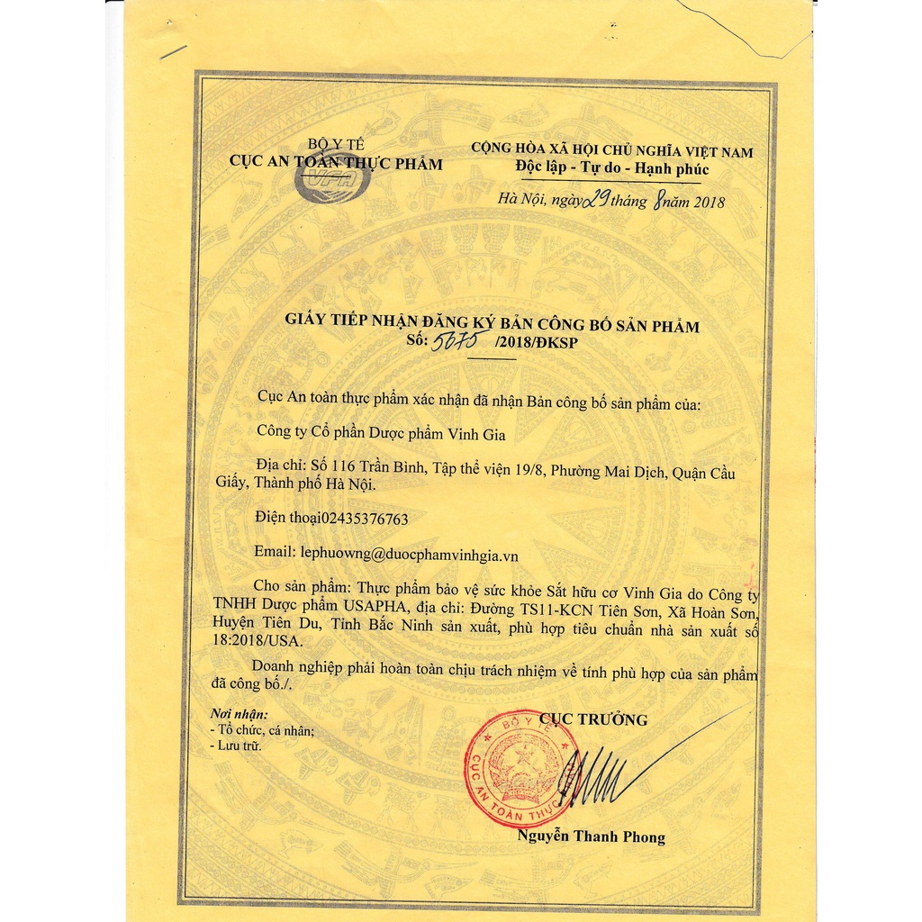 Viên Uống Bổ Sung Sắt Hữu Cơ VINH GIA Giảm Tình Trạng Thiếu Máu, Tăng Khả Năng Hấp Thụ Sắt Dùng Cho Mọi Lứa Tuổi 30 Viên