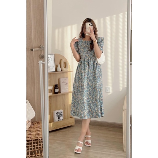 Đầm babydoll hoa nhí thô 3 màu