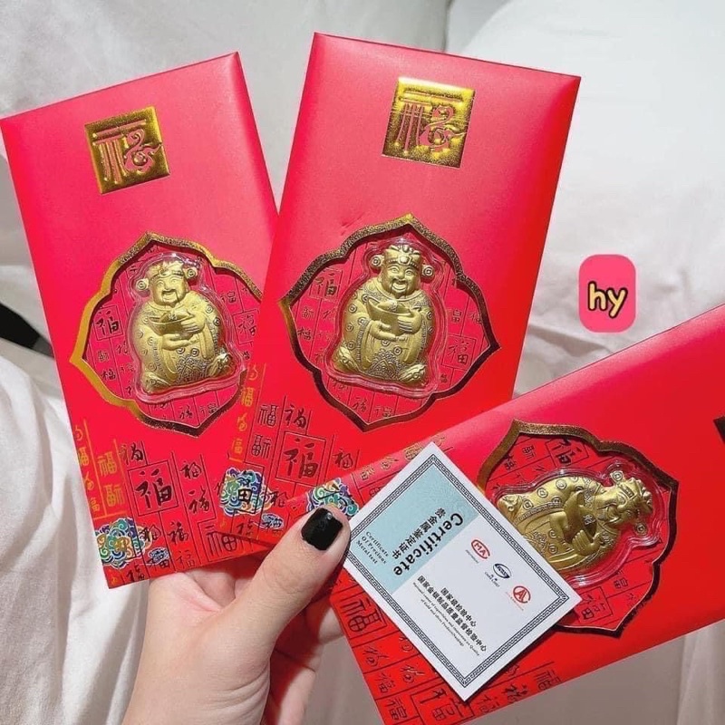 COMBO 10 CÁI LOẠI 1 VÀNG 24K LÌ XÌ THẦN TÀI 2 MẶT+ PHIẾU THẺ