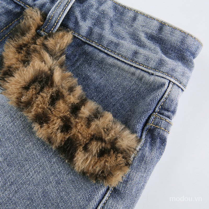 Chân Váy Denim Cạp Cao Phối Viền Họa Tiết Da Báo Sành Điệu Thời Trang | BigBuy360 - bigbuy360.vn