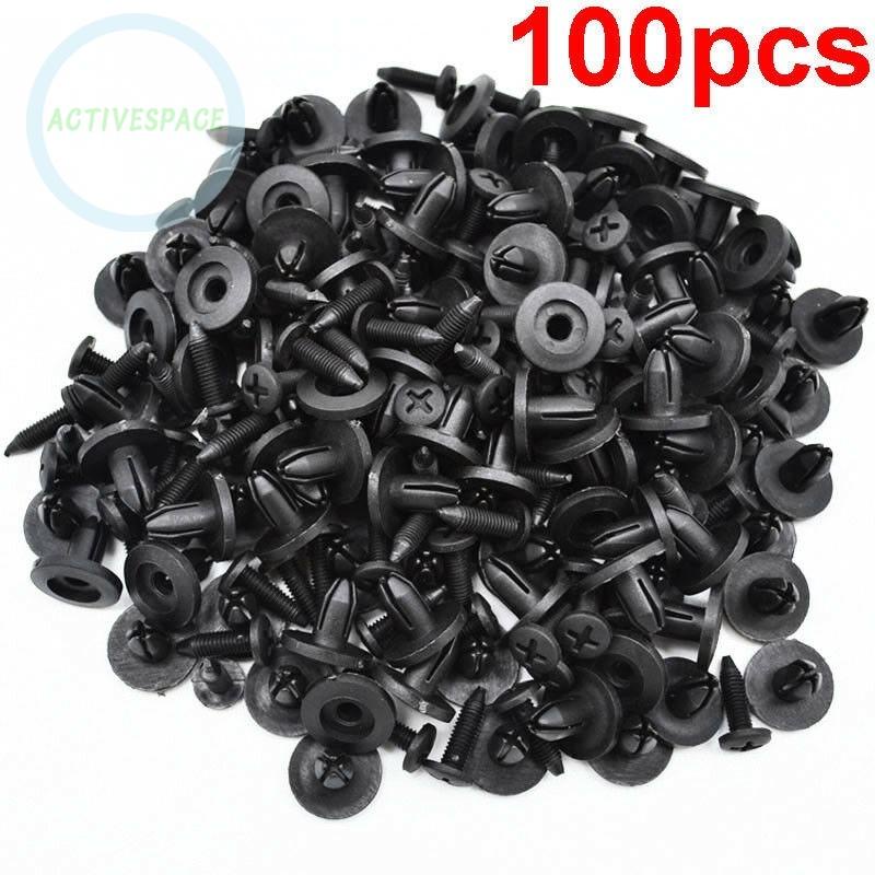Clips Kit Moulding Plastic Push Pin Side Skirts Universal 100pcs 6mm Hole