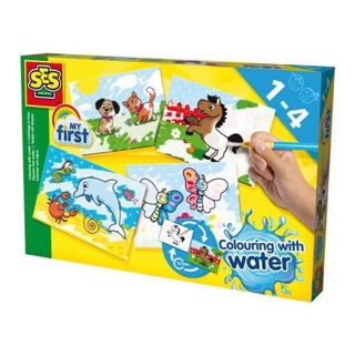 Bộ ảnh bé học tô màu bằng cọ nước an toàn - hiệu ses creative