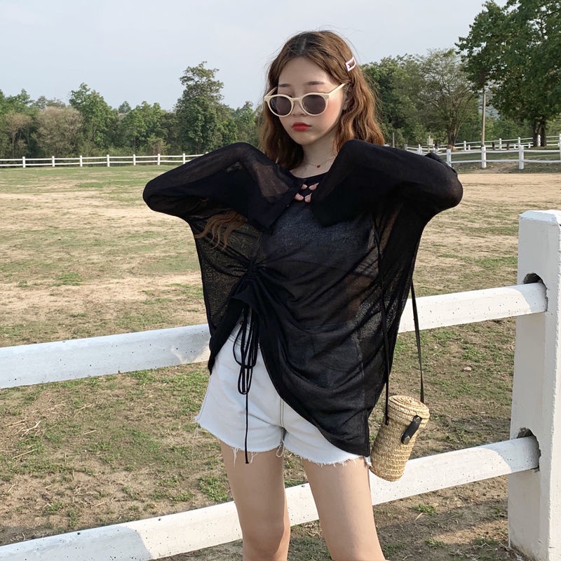 Áo Thun Tay Dài Chống Nắng Dáng Rộng Phong Cách Hàn Quốc Thời Trang Mùa Hè Hàng Mới Dành Cho Bạn Nữ