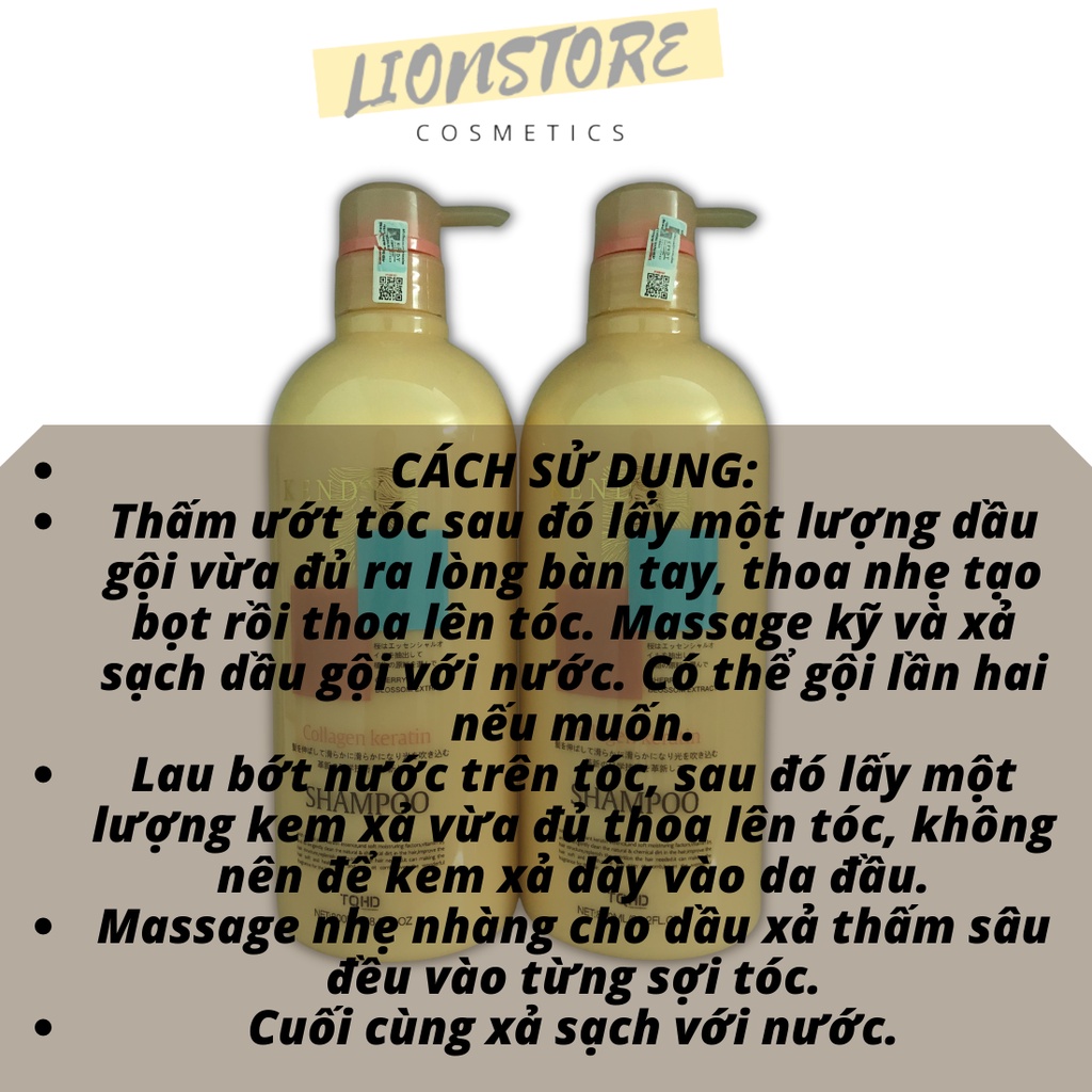 Cặp dầu gội xả KENDY 800ml dưỡng sinh cao cấp thơm mềm mượt
