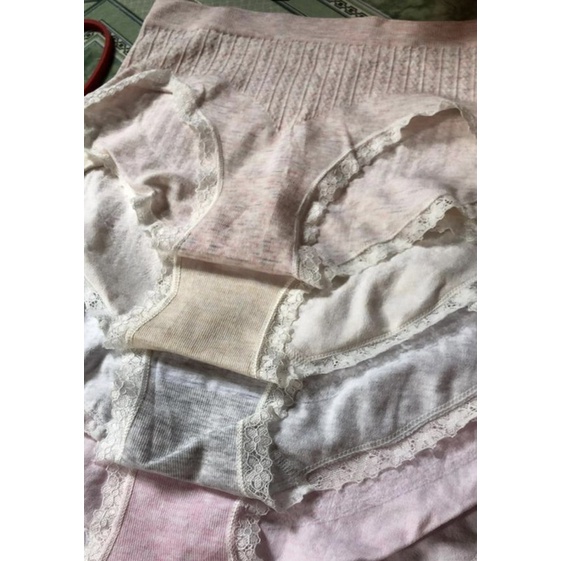 Quần Lót Nữ Cotton Cạp Cao Viền Ren Sexy Co Giãn 4 Chiều Thoáng Mát _ Quần chip dệt kim Lưng cao Nâng mông ôm Gọn bụng