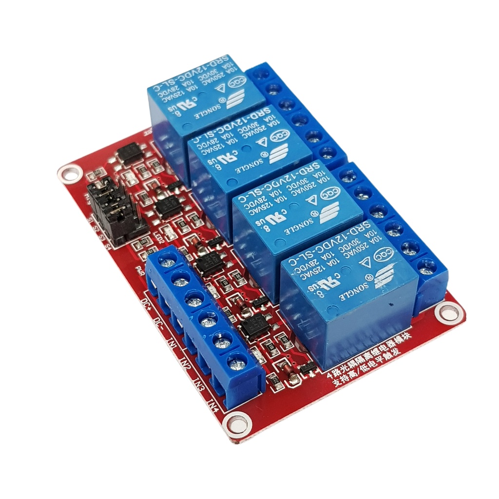 Module 4 Relay Kích H/L 5VDC, 12VDC (Tùy chọn)